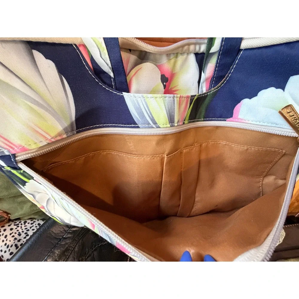 Dachee Floral Laptop Messenger Bag Navy Pink‎ Tulip 15.6 Inch Padded Case Strap